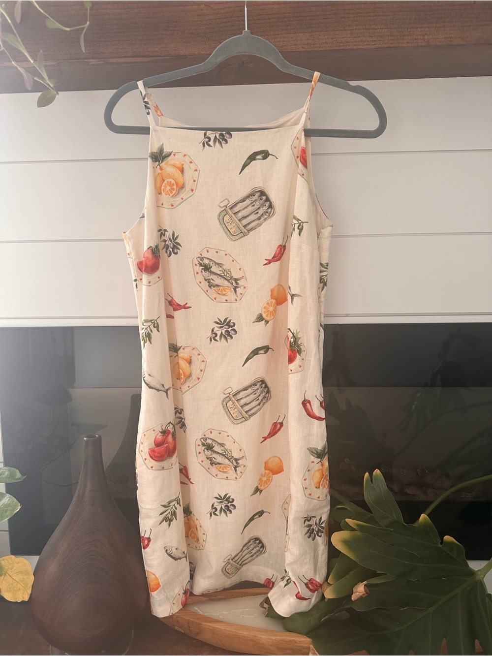 Magaschoni European Linen Fruit & Sardine Print Mini Sundress - Picture 3 of 5